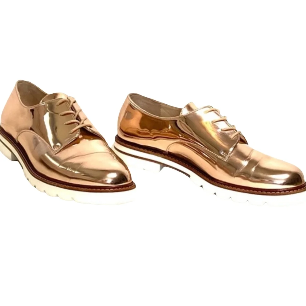 Stuart Weitzman Metro Metallic Oxford Platform Shoe 8.5